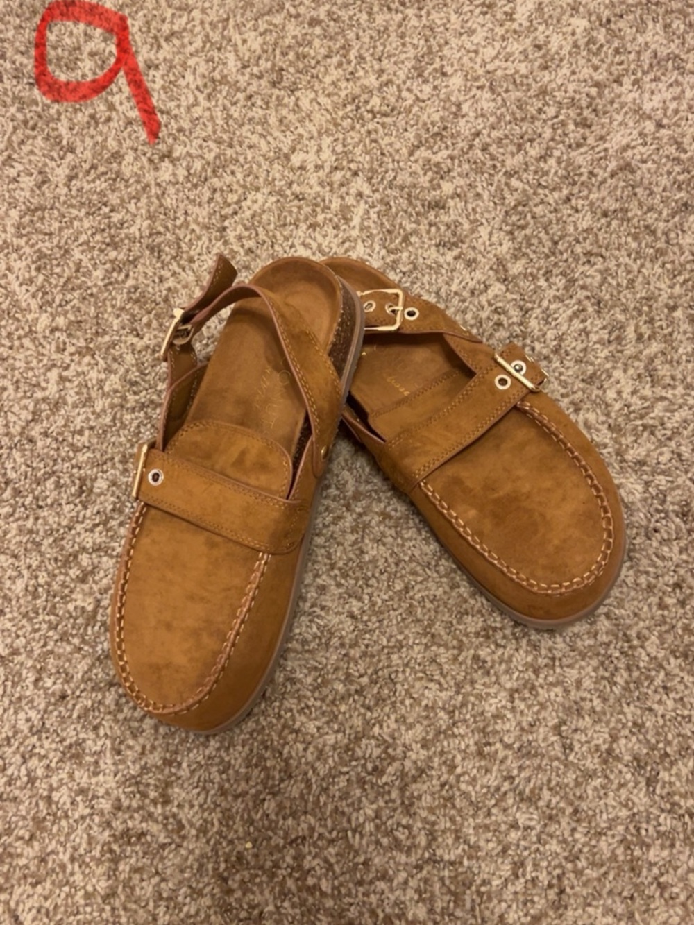 Tan Suede Casual Loafers with Back Strap